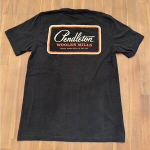 Pendleton Woolen Mills Black Graphic T Shirt Mens Large Classic Logo Casual Tee